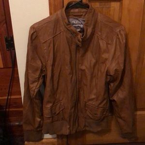 Leather zip up brown jacket